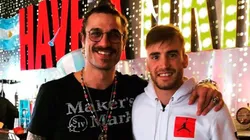 Dani Osvaldo con Tagliafico, jugador de la Selección argentina.