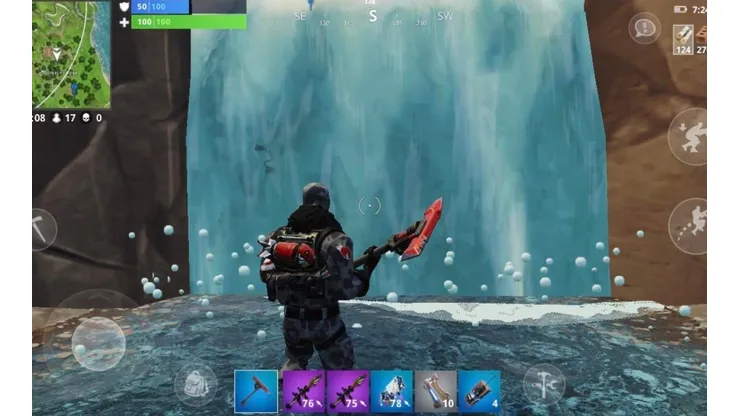 Visita Cascadas en Fortnite - Desafío Horas Extra