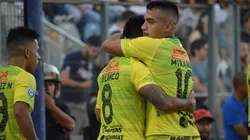FESTEJA EL HALCÓN. Defensa y Justicia celebra el 1-0 ante Gimnasia (Foto: ClubDefensayJus/Twitter).