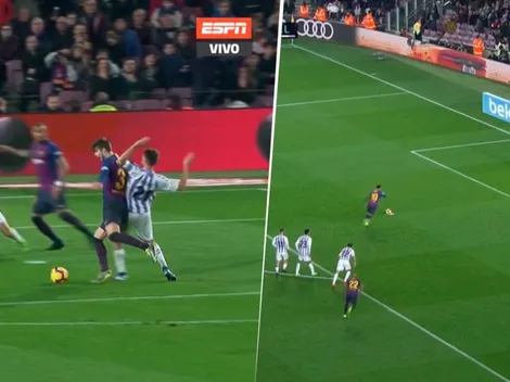 Piqué se desplomó en el área y Messi dio clase de cómo patear un penal