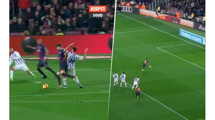 Piqué se desplomó en el área y Messi dio clase de cómo patear un penal