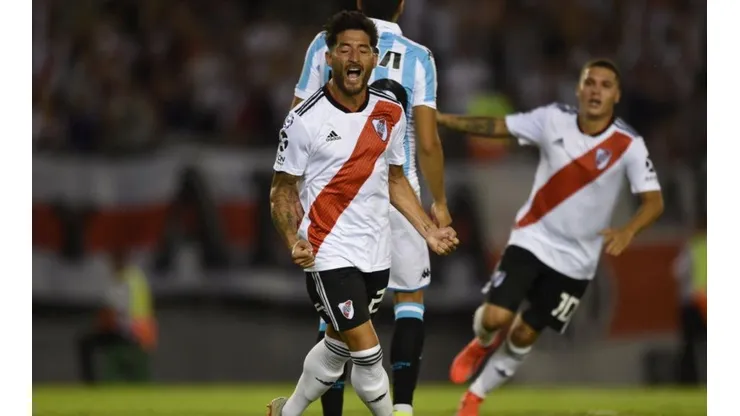 Casco festeja su gol ante Racing.