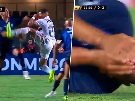 Everton, del San Pablo, le abrió la cabeza a Enzo Díaz con una patada asesina