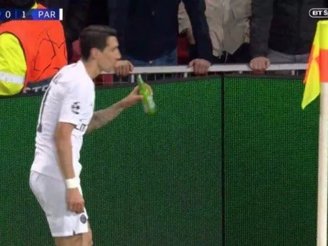 La imagen del día: Di María agarró una cerveza en pleno partido