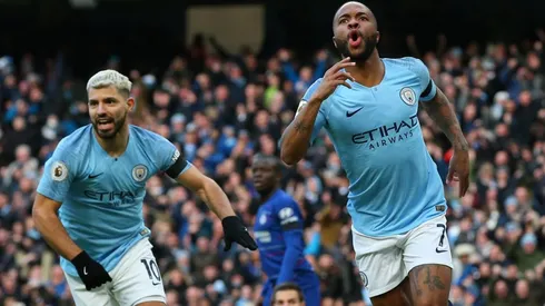 Sterling celebra el primer tanto del partido.