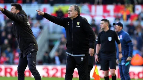 Marcelo Bielsa durante el partido de Leeds.