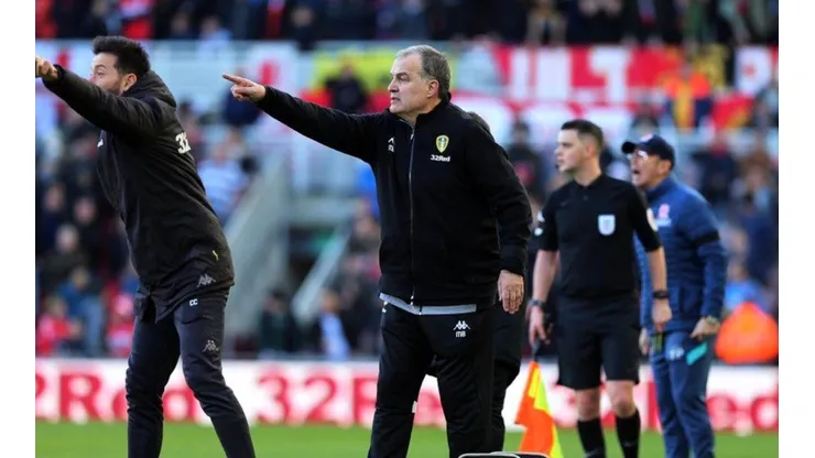 Marcelo Bielsa durante el partido de Leeds.