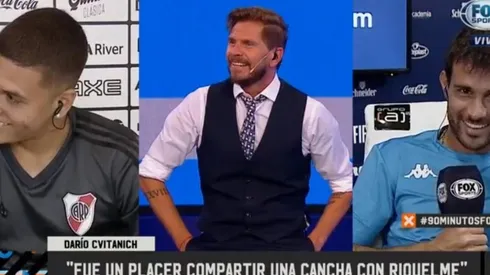 Vignolo cruzó al aire a Cvitanich con Quintero y el de Racing hizo reír a todos: "Aflojá un poco"