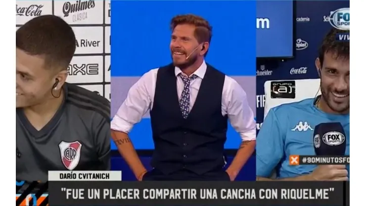 Vignolo cruzó al aire a Cvitanich con Quintero y el de Racing hizo reír a todos: "Aflojá un poco"