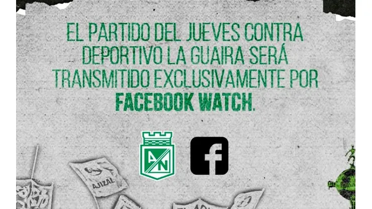 El primer partido del verdolaga en la Libertadores se podrá ver desde Facebook