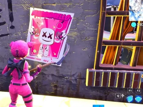 Busca un cartel Hora del Espectáculo en Fortnite
