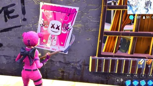 Busca un cartel Hora del Espectáculo en Fortnite