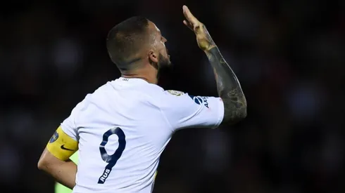 Benedetto festeja el gol del empate.