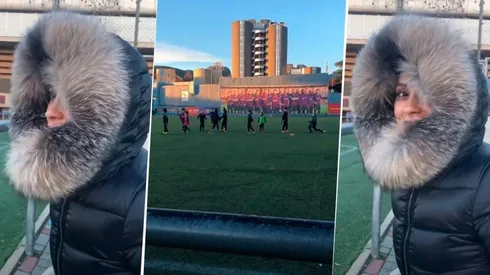 Messi fue con Antonella a ver a sus hijos jugar en el Barcelona y filmó como hace ella para sobrevivir al frío