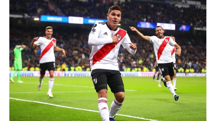 Quintero festejando el gol en el Bernabeu.