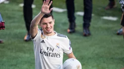 Brahim Díaz en su presentación con el Real Madrid