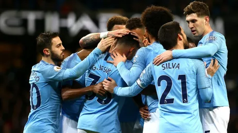 Todo Manchester City celebra el triunfo.