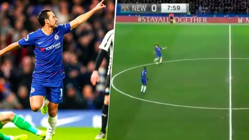 La asistencia sin ver de 60 metros que David Luiz le dio a Pedro