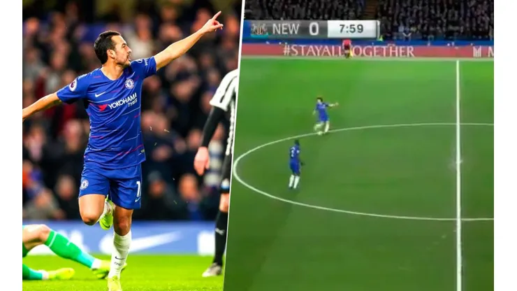 La asistencia sin ver de 60 metros que David Luiz le dio a Pedro