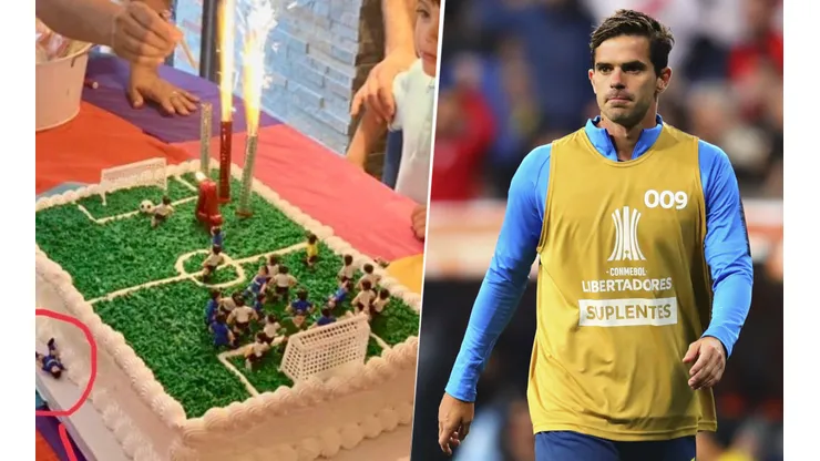 Foto de la torta junto a Fernando Gago.