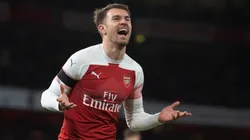 Ramsey celebrando su último gol con el Arsenal.