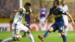 Pérez ante Palmeiras en uno de sus últimos partidos con la camiseta de Boca.
