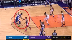 Como Ginóbili: Joel Embiid se sacude la marca con un Eurostep y la clava