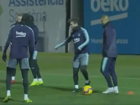 Messi dejó sus vacaciones y volvió al Barcelona con un caño 