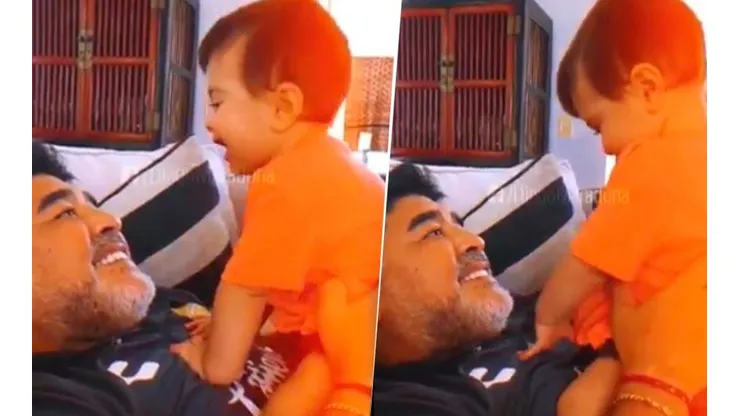 Diego jugando junto a su nieto.