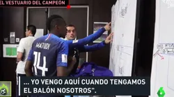 METIDOS. Griezmann le habla a Matuidi en el vestuario del Francia (Foto: El Chiringuito TV).