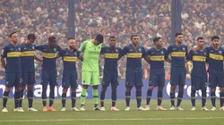 Los jugadores de Boca en la previa del partido ante River en La Bombonera.