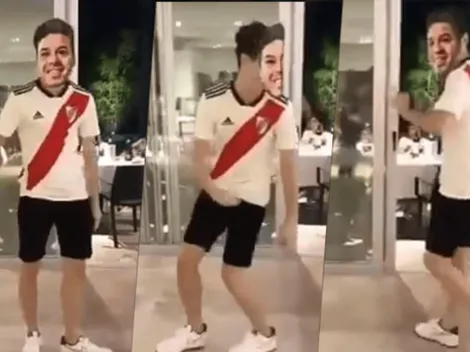 Viral: el video un hincha de River bailando como loco con la careta de Gallardo
