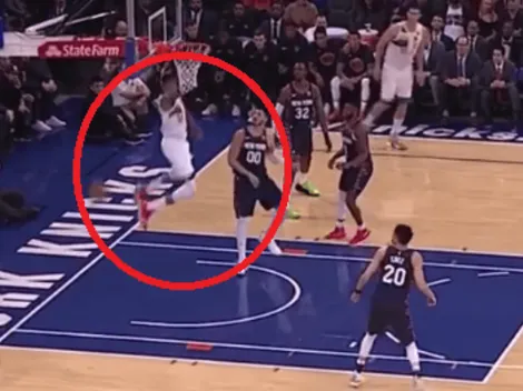 Blooper: Clavada fallida de Antetokounmpo termina en asistencia de triple