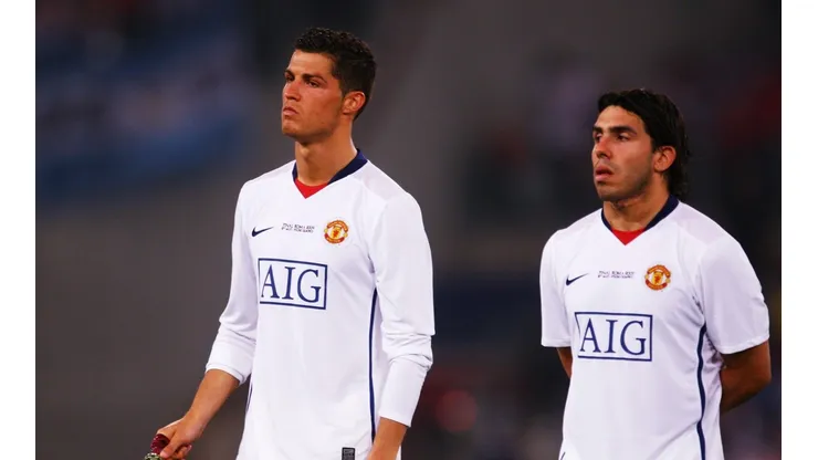 Cristiano y Tevez, como compañeros en el Manchester United