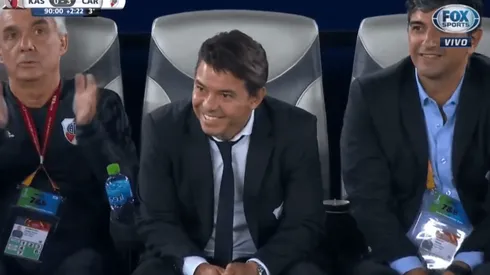 Foto del Muñeco Gallardo en su gol.