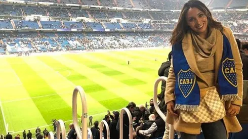 La mujer de Dario Benedetto en el Santiago Bernabéu.