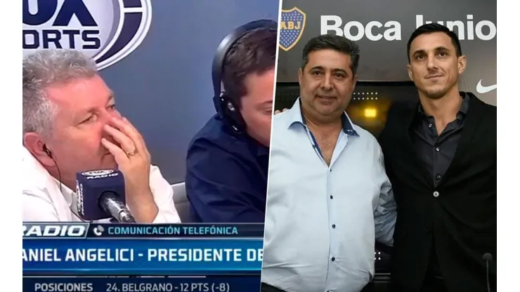 Angelici junto a Burdisso en conferencia.