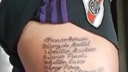 Hincha de River se tatuó el nombre de los 15 jugadores que le ganaron a Boca