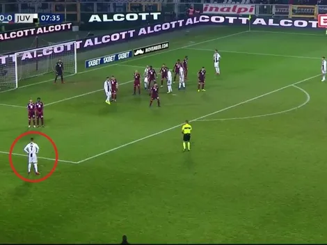 ¡Desconocido! Cristiano Ronaldo quiso meterla de tiro libre pero la mandó al lateral