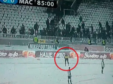 Están locos: los hinchas del Partizán hicieron guerra de nieve con el línea