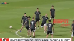 Foto de los jugadores de River entrenando.