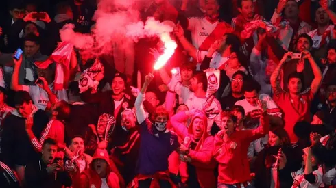 La hinchada de River en Madrid.