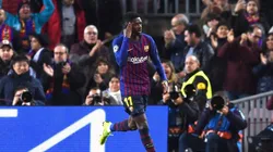 PIENSA, PIENSA. Así festejó Dembélé su golazo a pura velocidad (Foto: Getty).