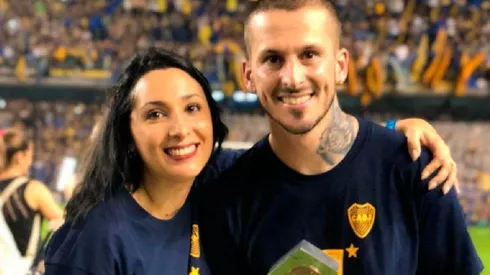 Benedetto y su mujer festejando el título de Boca.