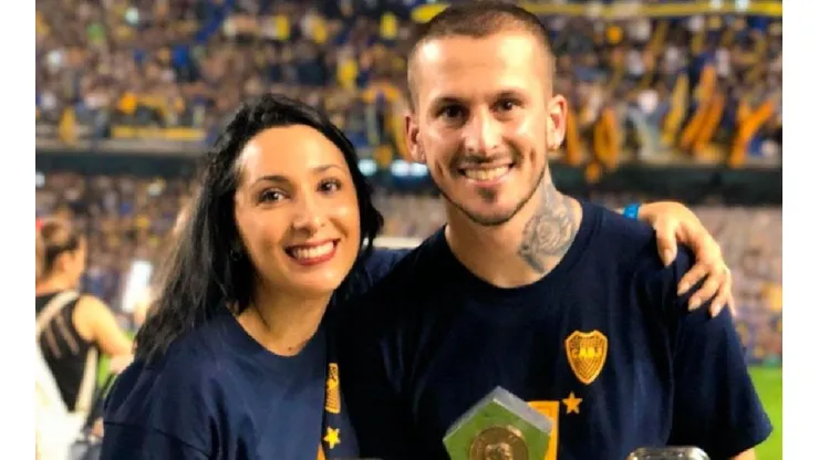 Benedetto y su mujer festejando el título de Boca.