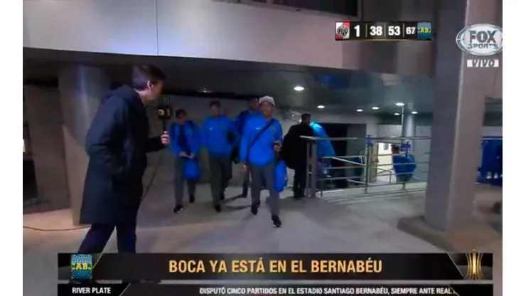 Los jugadores de Boca arriban al Bernabéu