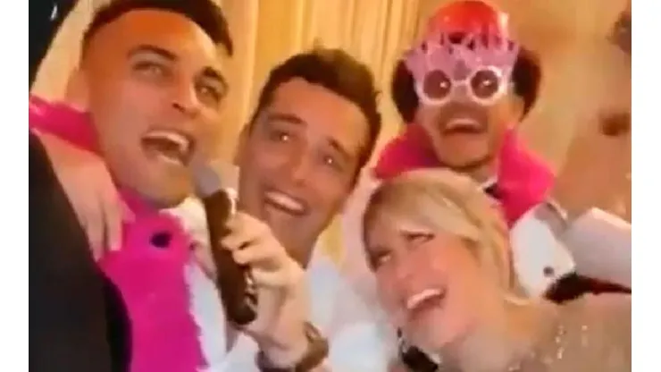 Wanda, Mauro y Lautaro festejando en el cumpleaños.