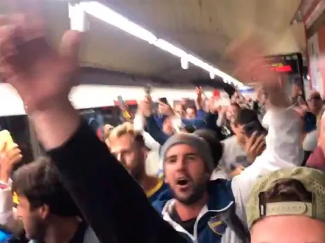 Los hinchas de Boca le metieron fiesta al subte de Madrid