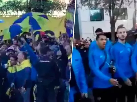 Los hinchas de Boca hicieron fiesta en Madrid y los jugadores rompieron el vallado para saludarlos
