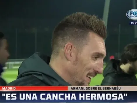 Le preguntaron por el hecho de que la final se juegue en el Bernabéu y Armani decidió tirar un chiste